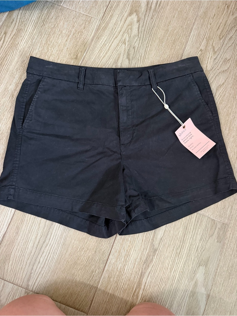 Quince Women's Black Solid Chino Shorts Size 10 Button Flat Front
